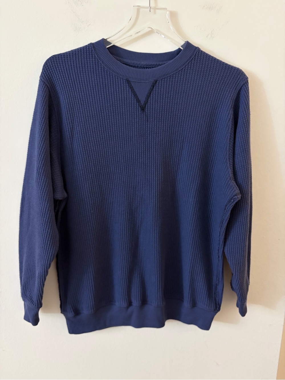 Aerie Big Chill Waffle Knit Pullover Blue Oversized XXS NWT